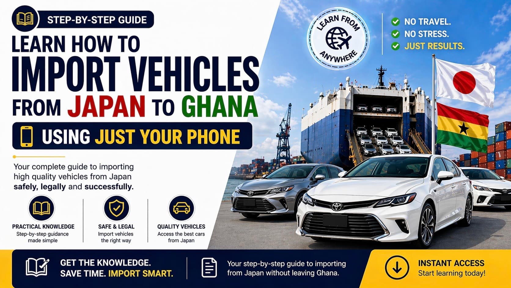 Import Vehicles from Japan to Ghana using just your phone
