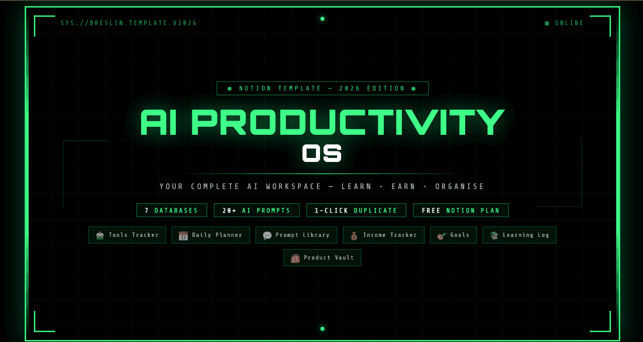 AI Productivity OS Notion Template for AI Learners & Creators